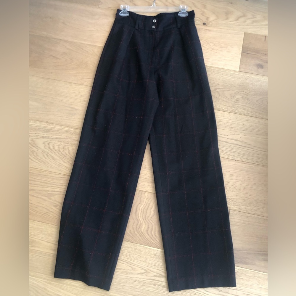 Cacharel black and red windowpane trousers 38